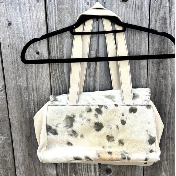 Roberta Gandolfi | Leather and Animal Fur Satchel Handbag Purse Made in Italy - Picture 5 of 9